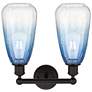 2_Edison Brookhaven Almond 15"W 2-Lt Oiled Bronze Vanity w/ Sapphire Shade more views