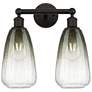 1_Edison Brookhaven Almond 15"W 2-Lt Oiled Bronze Vanity w/ Slate Shade