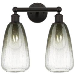 Edison Brookhaven Almond 15"W 2-Lt Oiled Bronze Vanity w/ Slate Shade