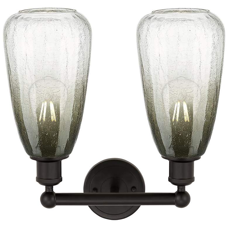 Image 2 Edison Brookhaven Almond 15"W 2-Lt Oiled Bronze Vanity w/ Slate Shade more views