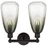 2_Edison Brookhaven Almond 15"W 2-Lt Oiled Bronze Vanity w/ Slate Shade more views
