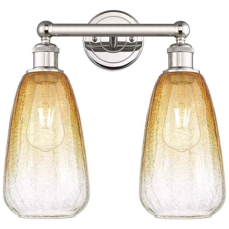 Image 1 Edison Brookhaven Almond 15"W 2-Lt Polished Nickel Vanity w/ Amber Shade