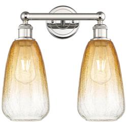 Edison Brookhaven Almond 15"W 2-Lt Polished Nickel Vanity w/ Amber Shade