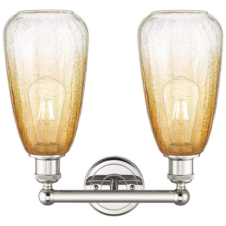Image 2 Edison Brookhaven Almond 15"W 2-Lt Polished Nickel Vanity w/ Amber Shade more views