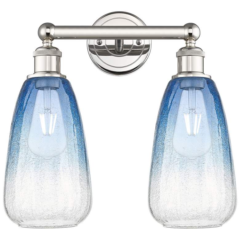 Image 1 Edison Brookhaven Almond 15"W 2-Lt Polished Nickel Vanity w/ Sapphire Shade