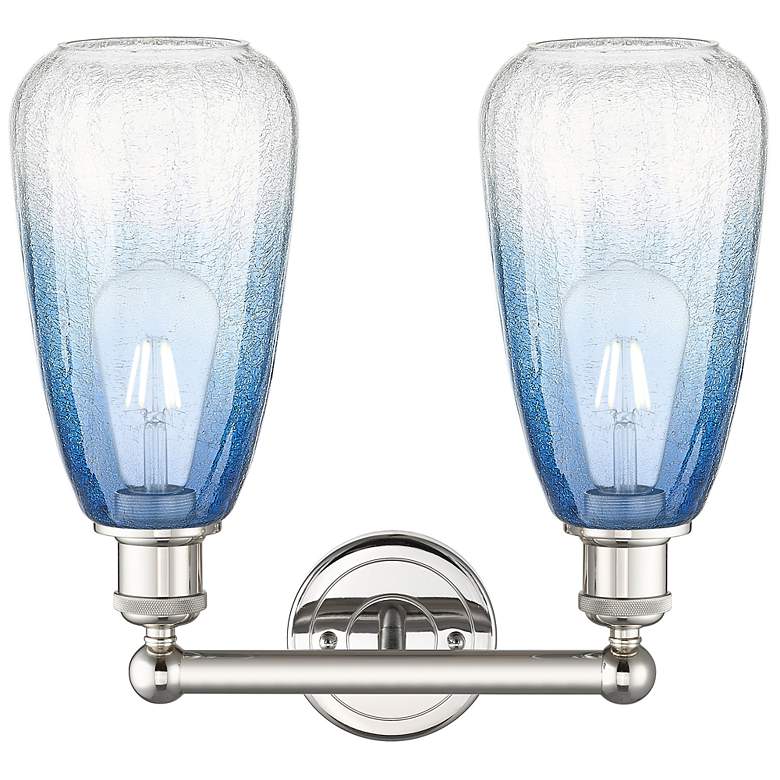 Image 2 Edison Brookhaven Almond 15"W 2-Lt Polished Nickel Vanity w/ Sapphire Shade more views