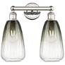 1_Edison Brookhaven Almond 15"W 2-Lt Polished Nickel Vanity w/ Slate Shade