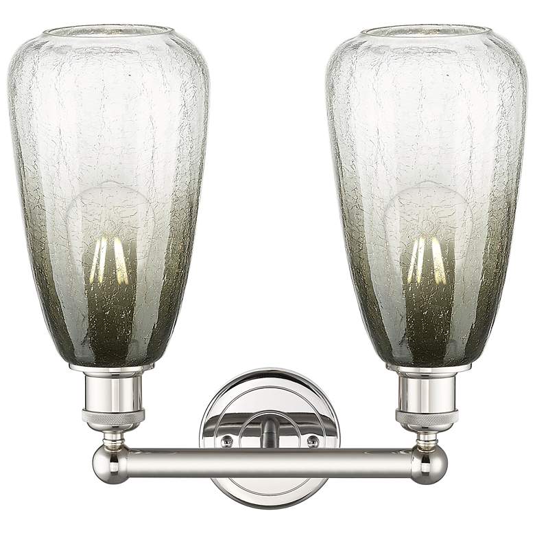 Image 2 Edison Brookhaven Almond 15"W 2-Lt Polished Nickel Vanity w/ Slate Shade more views