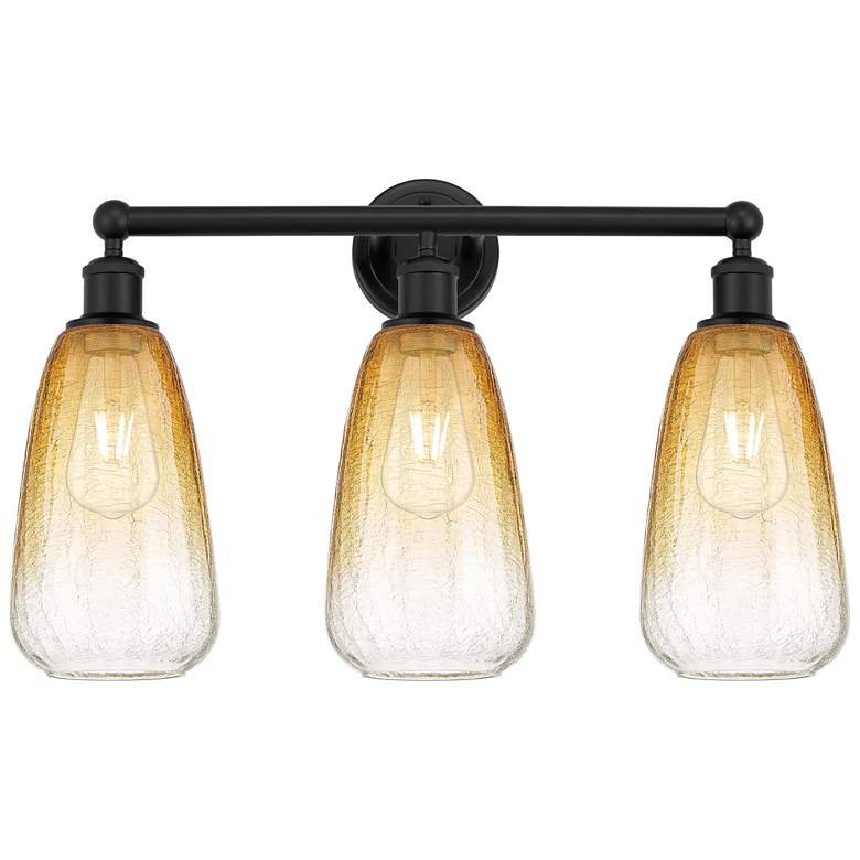 Image 1 Edison Brookhaven Almond 24"W 3 Light Black Bath Light w/ Amber Shade