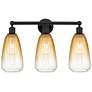 1_Edison Brookhaven Almond 24"W 3 Light Black Bath Light w/ Amber Shade