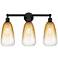 Edison Brookhaven Almond 24"W 3 Light Black Bath Light w/ Amber Shade