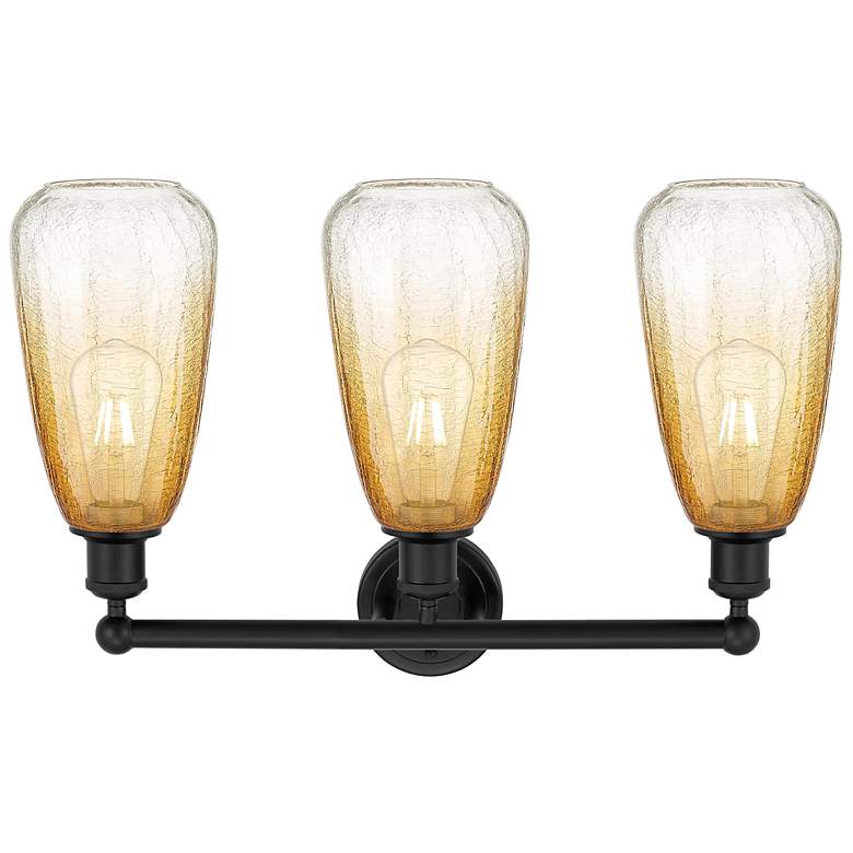 Image 2 Edison Brookhaven Almond 24"W 3 Light Black Bath Light w/ Amber Shade more views