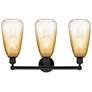 2_Edison Brookhaven Almond 24"W 3 Light Black Bath Light w/ Amber Shade more views