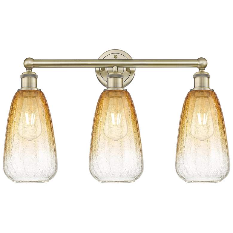 Image 1 Edison Brookhaven Almond 24"W 3 Light Brass Bath Light w/ Amber Shade
