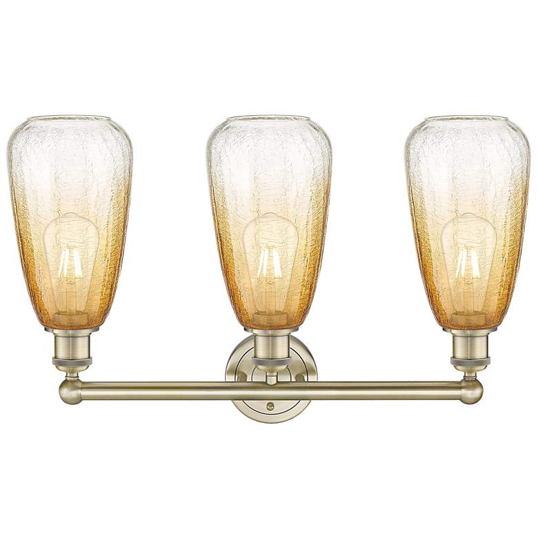 Image 2 Edison Brookhaven Almond 24"W 3 Light Brass Bath Light w/ Amber Shade more views