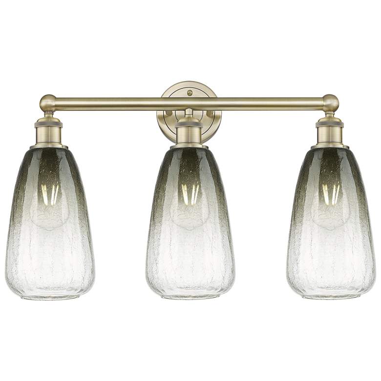 Image 1 Edison Brookhaven Almond 24"W 3 Light Brass Bath Light w/ Slate Shade