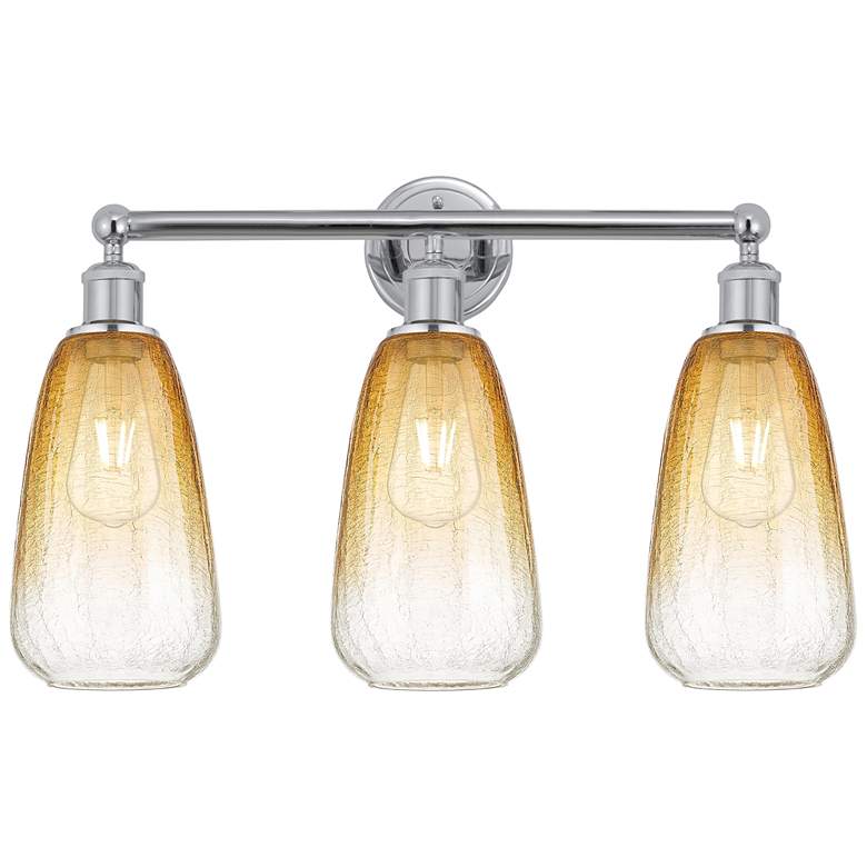 Image 1 Edison Brookhaven Almond 24"W 3 Light Chrome Bath Light w/ Amber Shade