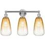 1_Edison Brookhaven Almond 24"W 3 Light Chrome Bath Light w/ Amber Shade