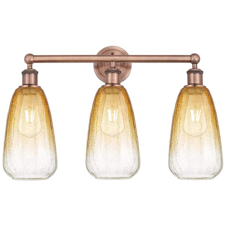Image 1 Edison Brookhaven Almond 24"W 3 Light Copper Bath Light w/ Amber Shade