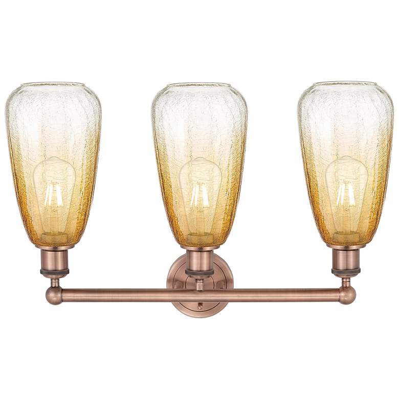 Image 2 Edison Brookhaven Almond 24"W 3 Light Copper Bath Light w/ Amber Shade more views