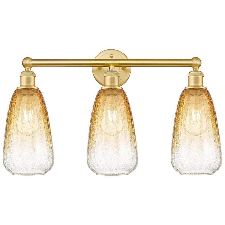 Image 1 Edison Brookhaven Almond 24"W 3 Light Gold Vanity Light w/ Amber Shade