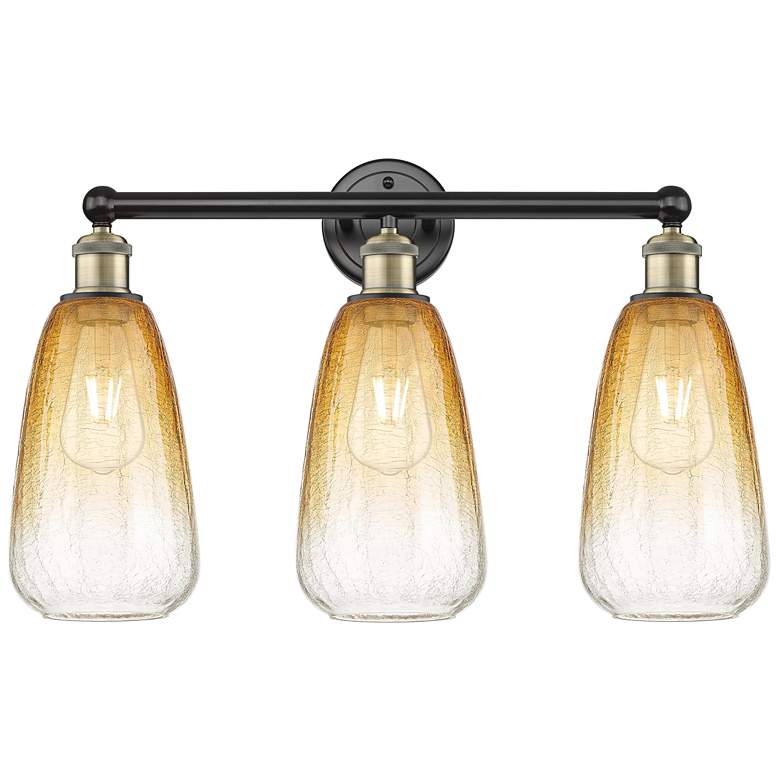 Image 1 Edison Brookhaven Almond 24"W 3-Lt Black Brass Vanity w/ Amber Shade