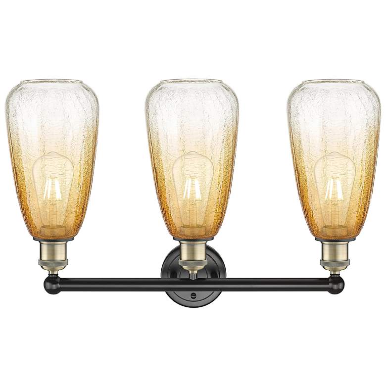 Image 2 Edison Brookhaven Almond 24"W 3-Lt Black Brass Vanity w/ Amber Shade more views
