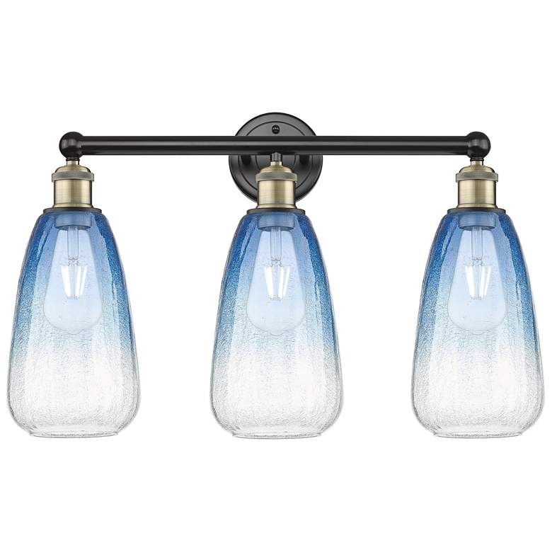 Image 1 Edison Brookhaven Almond 24"W 3-Lt Black Brass Vanity w/ Sapphire Shade