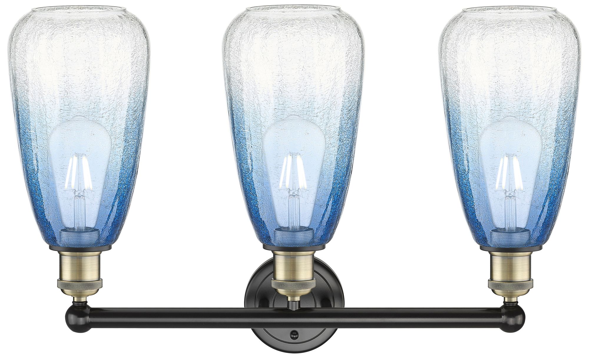 Image 2 Edison Brookhaven Almond 24"W 3-Lt Black Brass Vanity w/ Sapphire Shade more views