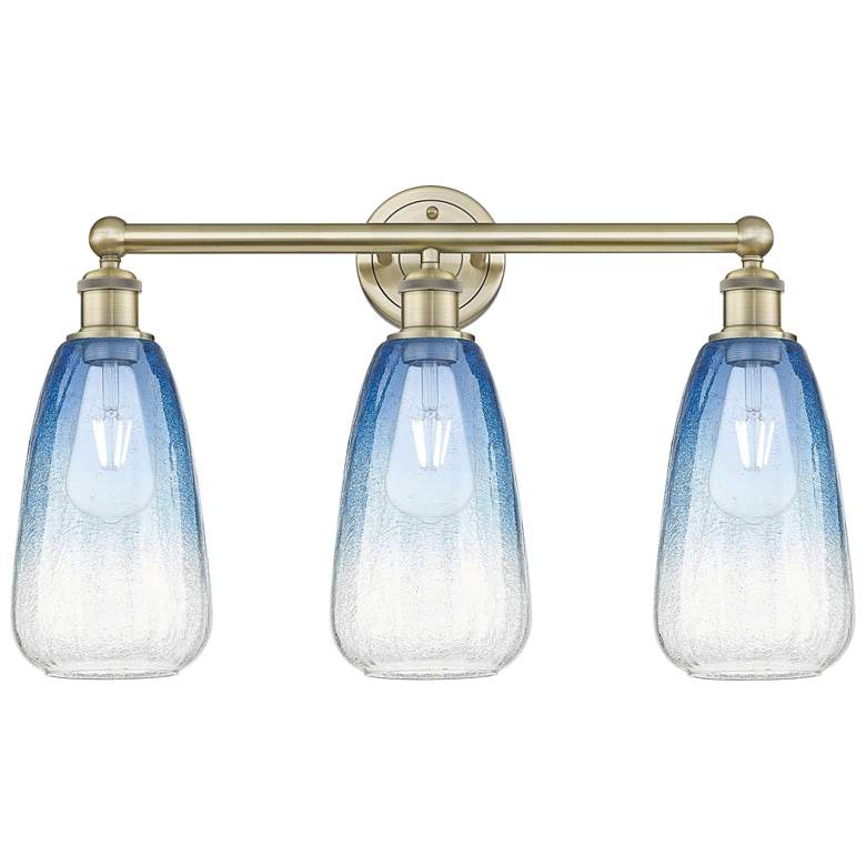 Image 1 Edison Brookhaven Almond 24"W 3-Lt Brass Bath Light w/ Sapphire Shade