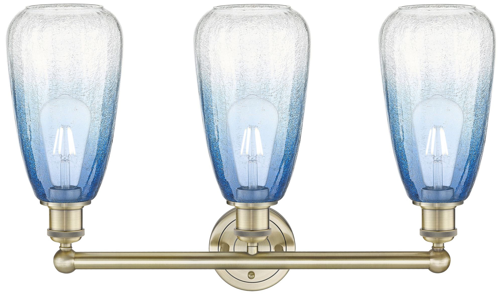 Image 2 Edison Brookhaven Almond 24"W 3-Lt Brass Bath Light w/ Sapphire Shade more views