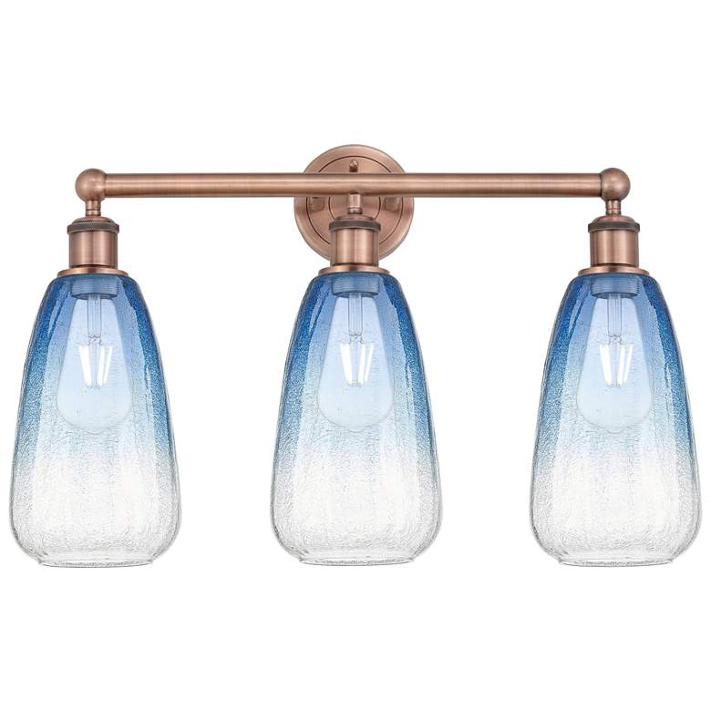 Image 1 Edison Brookhaven Almond 24"W 3-Lt Copper Bath Light w/ Sapphire Shade