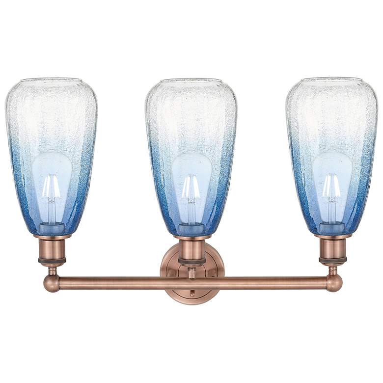Image 2 Edison Brookhaven Almond 24"W 3-Lt Copper Bath Light w/ Sapphire Shade more views