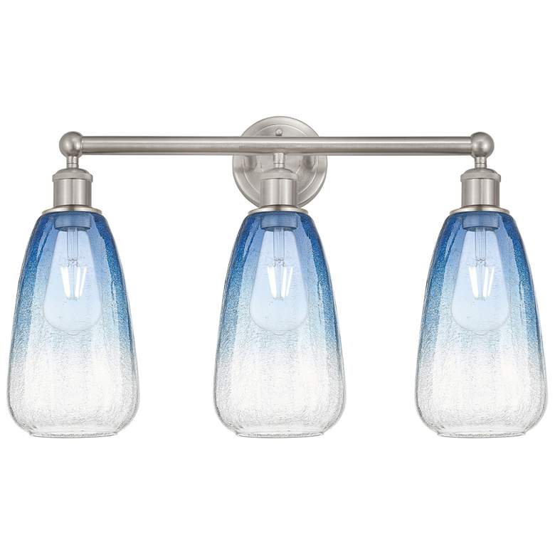 Image 1 Edison Brookhaven Almond 24"W 3-Lt Nickel Bath Light w/ Sapphire Shade