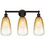 1_Edison Brookhaven Almond 24"W 3-Lt Oiled Bronze Vanity w/ Amber Shade