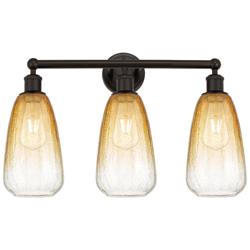 Edison Brookhaven Almond 24"W 3-Lt Oiled Bronze Vanity w/ Amber Shade