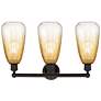 2_Edison Brookhaven Almond 24"W 3-Lt Oiled Bronze Vanity w/ Amber Shade more views