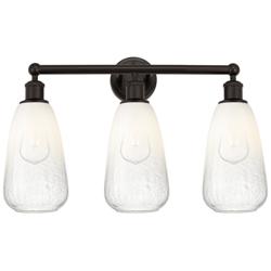 Edison Brookhaven Almond 24"W 3-Lt Oiled Bronze Vanity w/ Opal Shade
