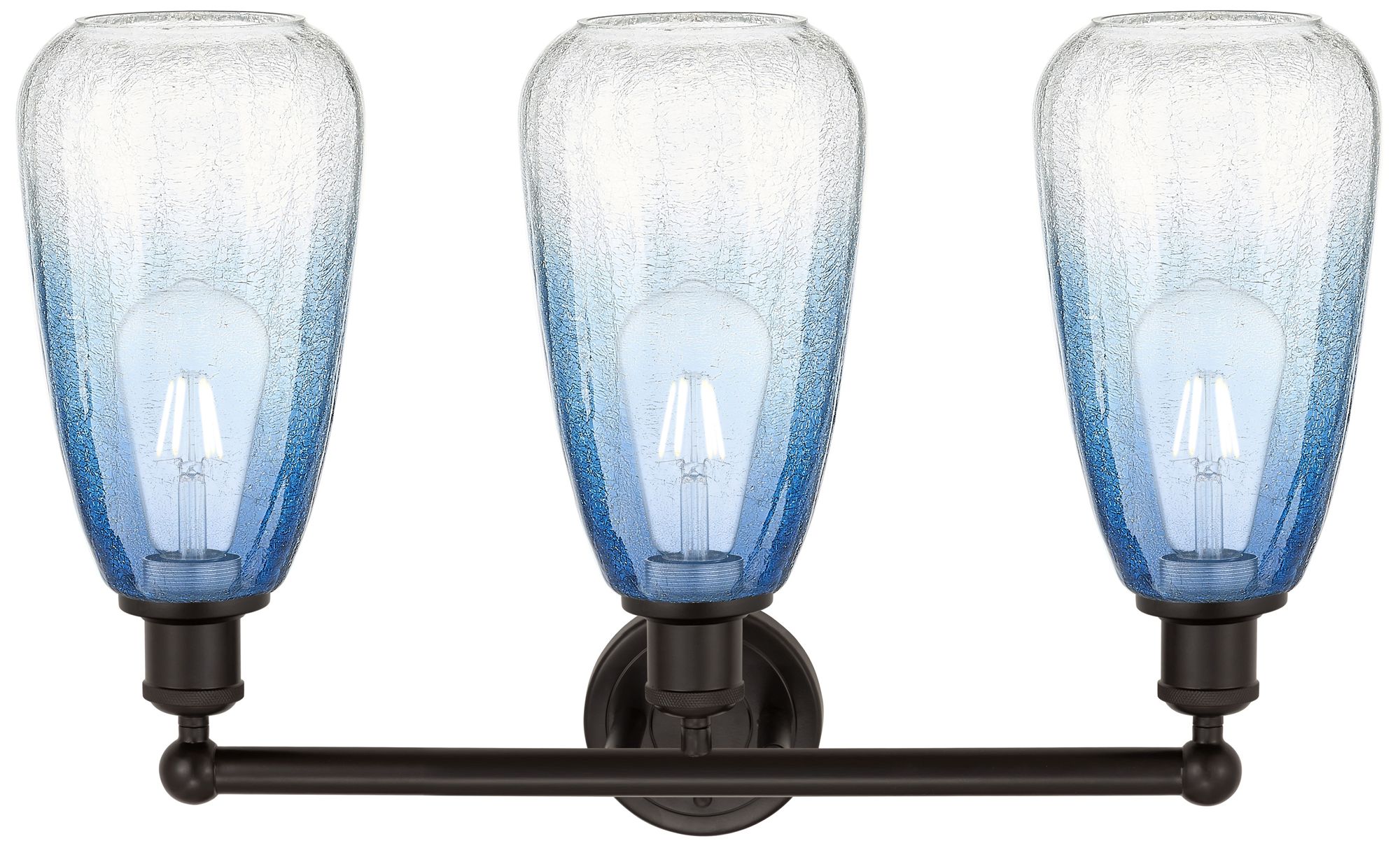 Image 2 Edison Brookhaven Almond 24"W 3-Lt Oiled Bronze Vanity w/ Sapphire Shade more views