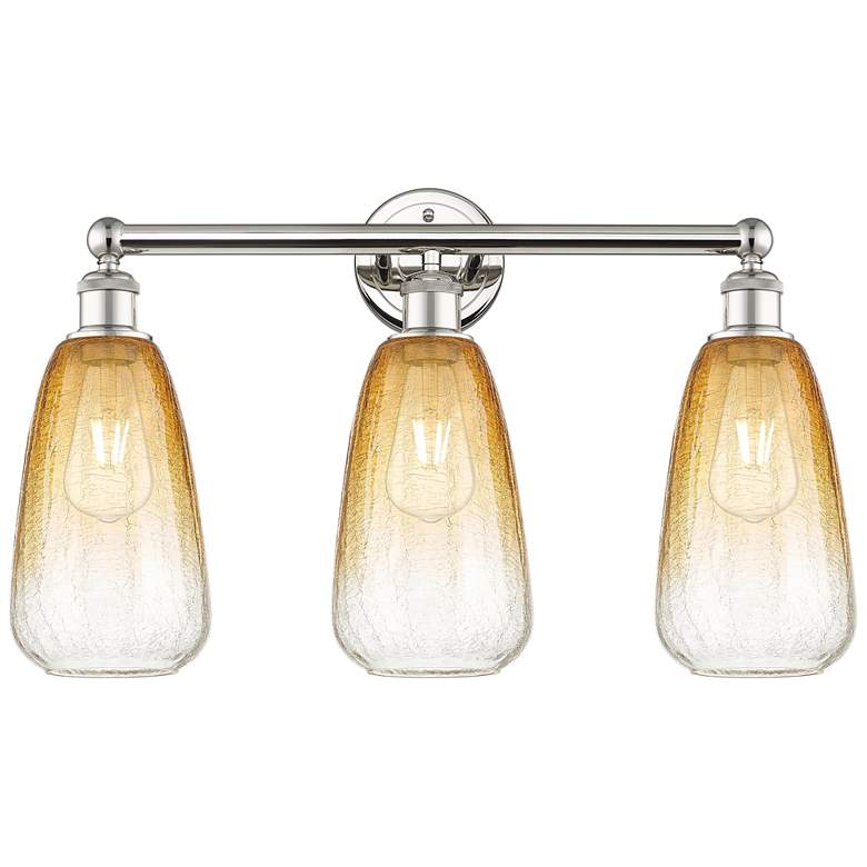 Image 1 Edison Brookhaven Almond 24"W 3-Lt Polished Nickel Vanity w/ Amber Shade