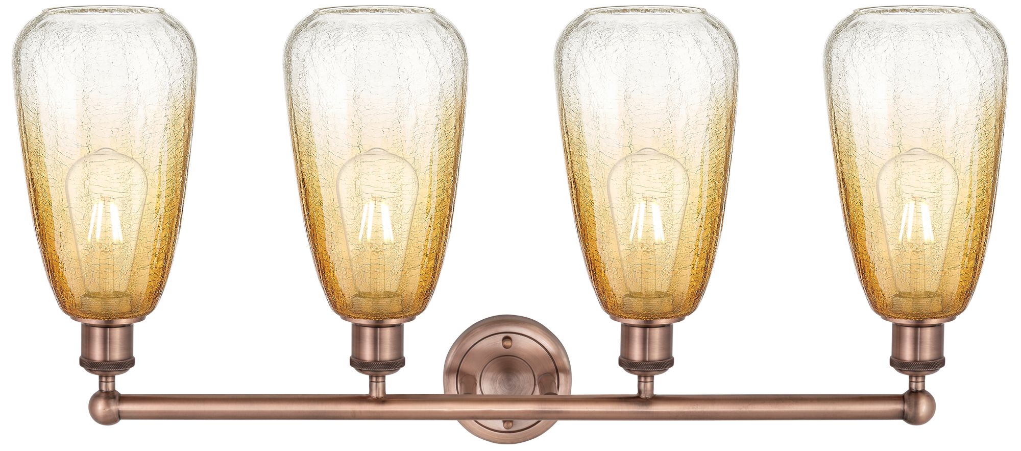 Image 2 Edison Brookhaven Almond 33"W 4 Light Copper Bath Light w/ Amber Shade more views