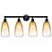 Edison Brookhaven Almond 33"W 4 Light Black Bath Light w/ Amber Shade