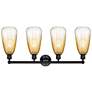2_Edison Brookhaven Almond 33"W 4 Light Black Bath Light w/ Amber Shade more views