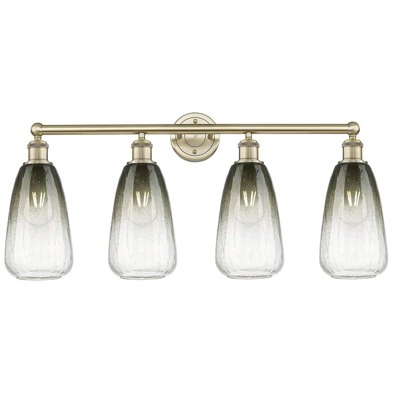 Image 1 Edison Brookhaven Almond 33"W 4 Light Brass Bath Light w/ Slate Shade