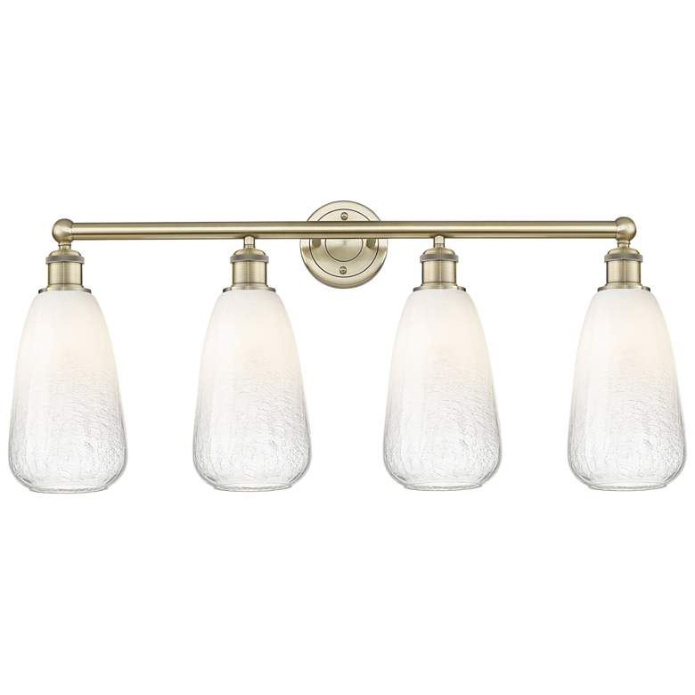 Image 1 Edison Brookhaven Almond 33"W 4 Light Brass Vanity Light w/ Opal Shade