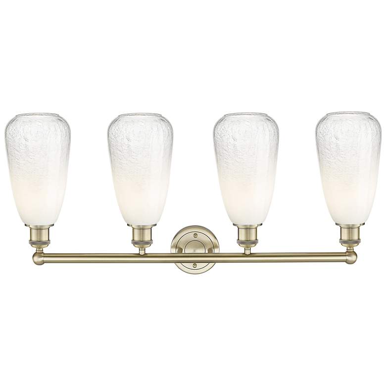 Image 2 Edison Brookhaven Almond 33"W 4 Light Brass Vanity Light w/ Opal Shade more views