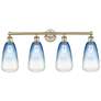 1_Edison Brookhaven Almond 33"W 4 Light Brass Vanity w/ Sapphire Shade