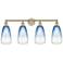Edison Brookhaven Almond 33"W 4 Light Brass Vanity w/ Sapphire Shade