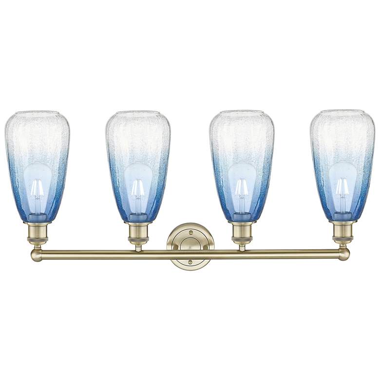 Image 2 Edison Brookhaven Almond 33"W 4 Light Brass Vanity w/ Sapphire Shade more views