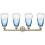 2_Edison Brookhaven Almond 33"W 4 Light Brass Vanity w/ Sapphire Shade more views